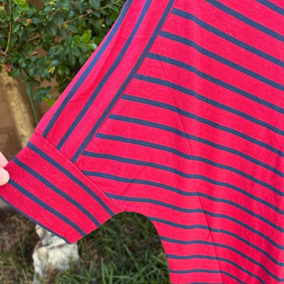 Hanna Andersson Top Size Medium Red & Blue Striped Dolman Sleeves Comfy Stretchy - Picture 3 of 4